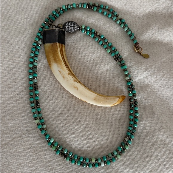 RARE KARLI BUXTON GENUINE TURQUOISE AND HORN NECKLACE - Picture 4 of 4